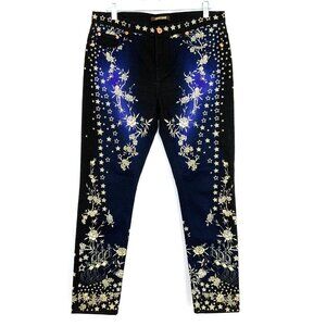 Roberto Cavalli Y2K Rare Roses & Stars Printed Jeans Sz 46 (8-10)